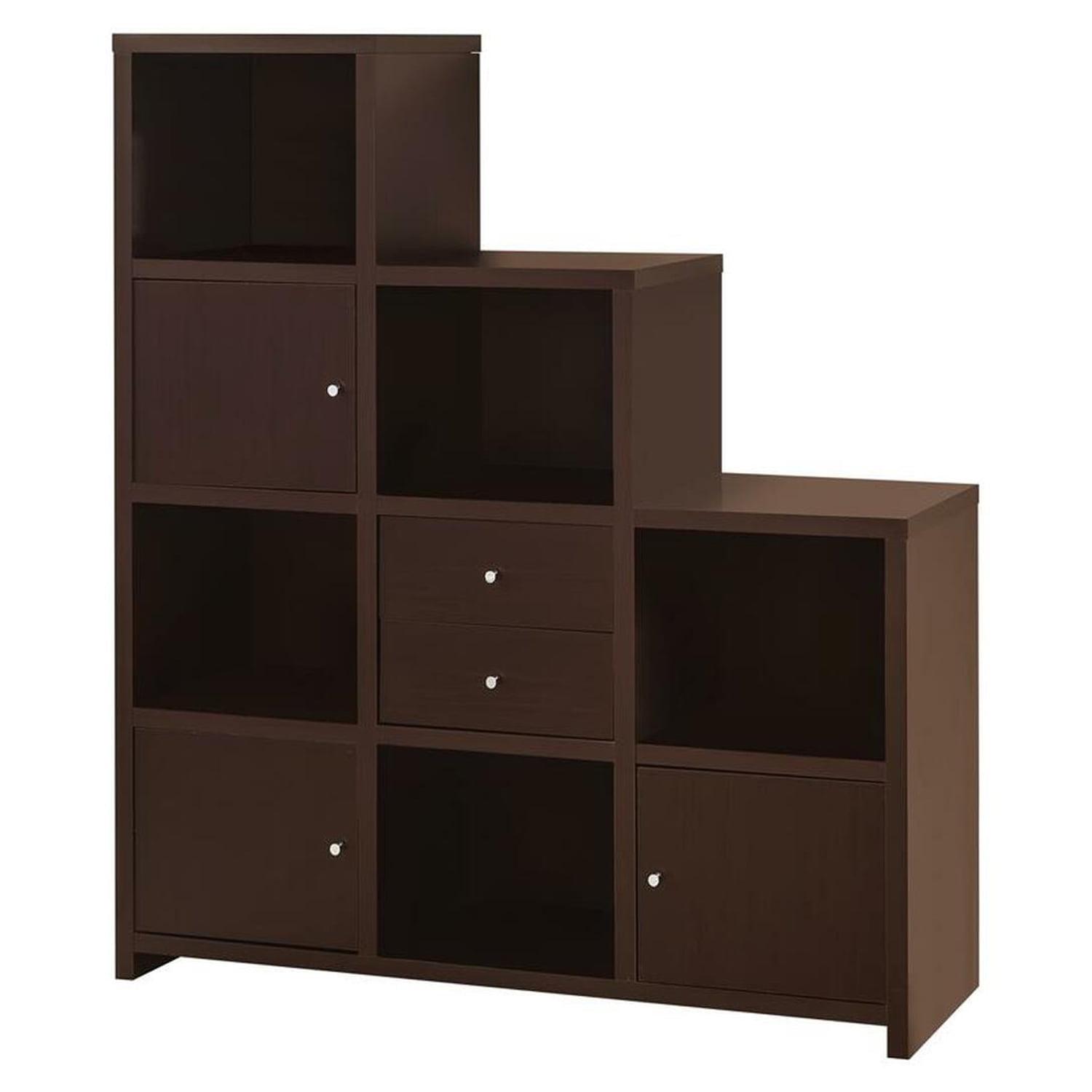 Modern Cappuccino Brown Wood Staircase Bookshelf