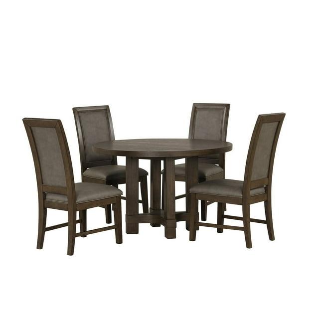 Benjara Cora 48 Inch Dining Table, Round Rubberwood Frame, Brown Ash Veneer