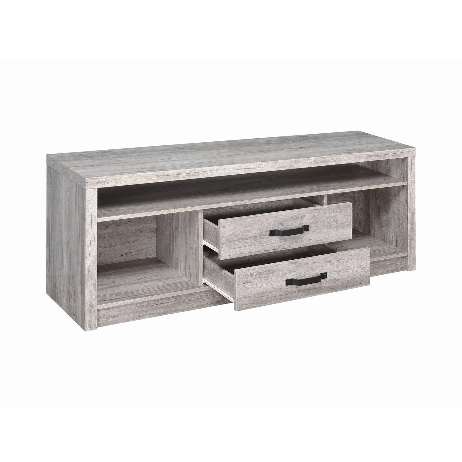 Elegant Gray Driftwood TV Console with Spacious Storage