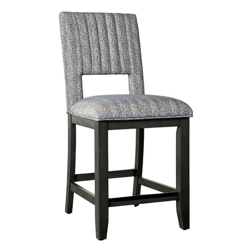Benjara Manny Counter Height Chair Set Of 2, Bluish Gray Fabric Seat And Back (Set of 2)