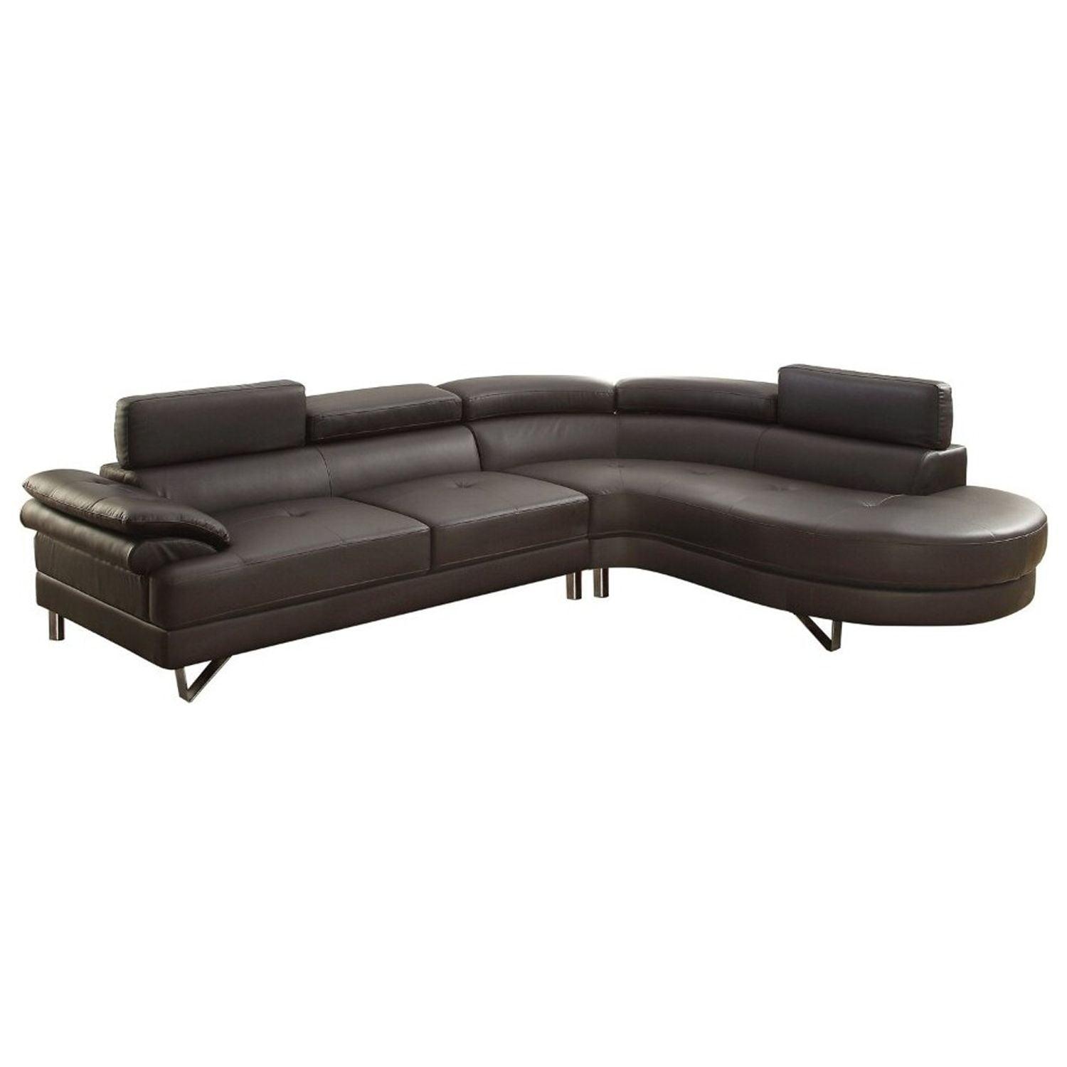 Polyurethane 2 Piece Sectional With Adjustable Headrest Espresso Brown