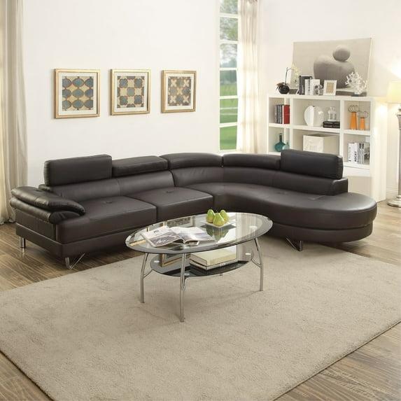 Polyurethane 2 Piece Sectional With Adjustable Headrest Espresso Brown