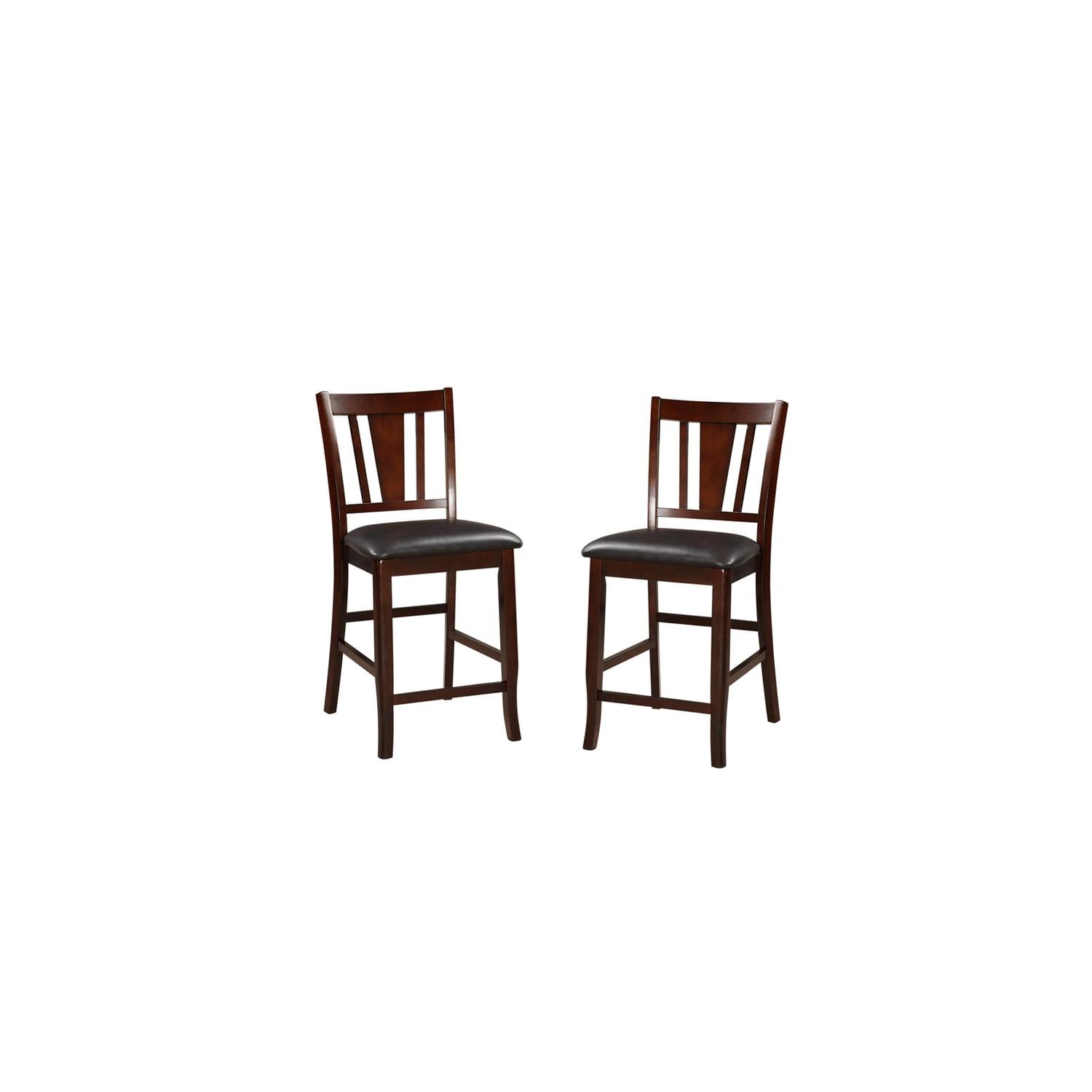 Elegant Black Faux Leather & Wood High Chair, Set of 2