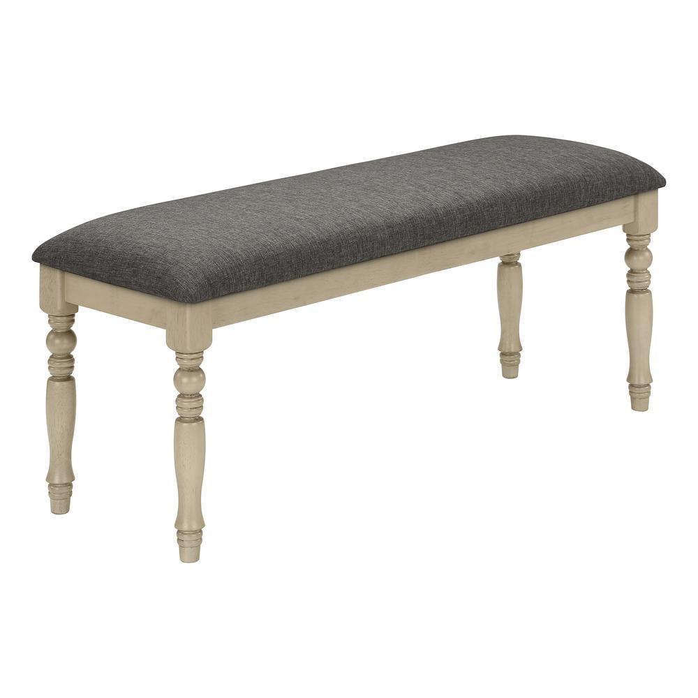 Monarch Specialties Bench 48inch Rectangular Upholstered Wood Entryway Dining Room Kitchen Antique Grey Grey Fabric Grey Solid Wood Transitional