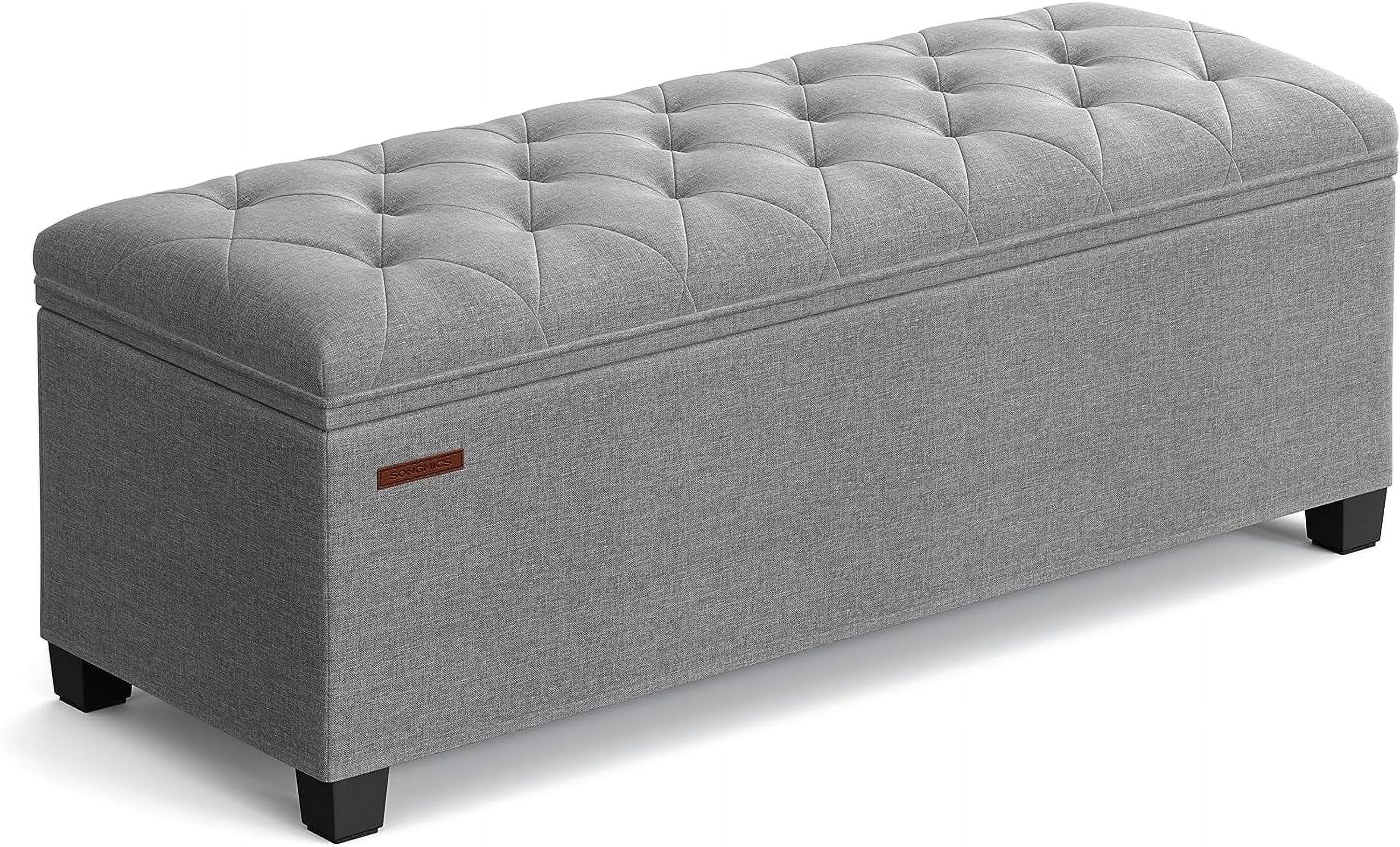 wangc123 Storage Ottoman Bench, Foldable Foot Rest with Legs, 15.7 x 43 x 15.7 Inches, End of Bed Bench, Storage Chest, Load up to 660 lb, for Living Room, Bedroom, Entryway, Light Gray ULSF088G02