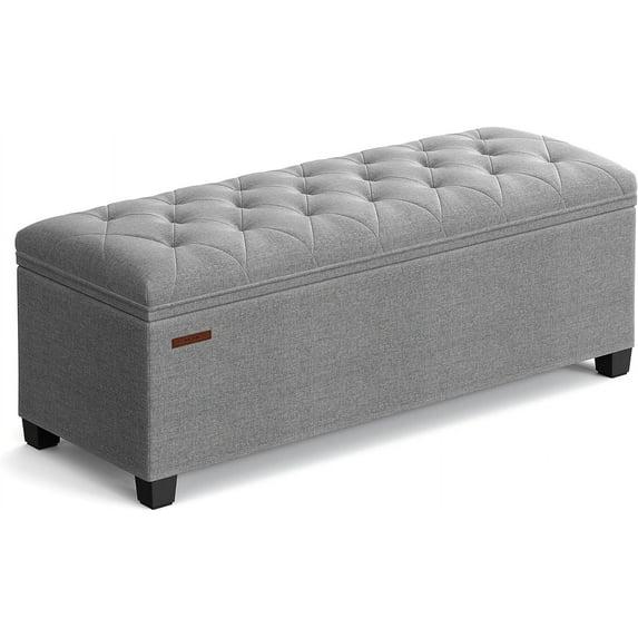 wangc123 Storage Ottoman Bench, Foldable Foot Rest with Legs, 15.7 x 43 x 15.7 Inches, End of Bed Bench, Storage Chest, Load up to 660 lb, for Living Room, Bedroom, Entryway, Light Gray ULSF088G02