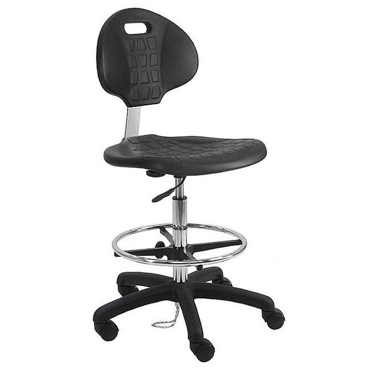 Black Adjustable Height Polyurethane Lab Stool with Footring