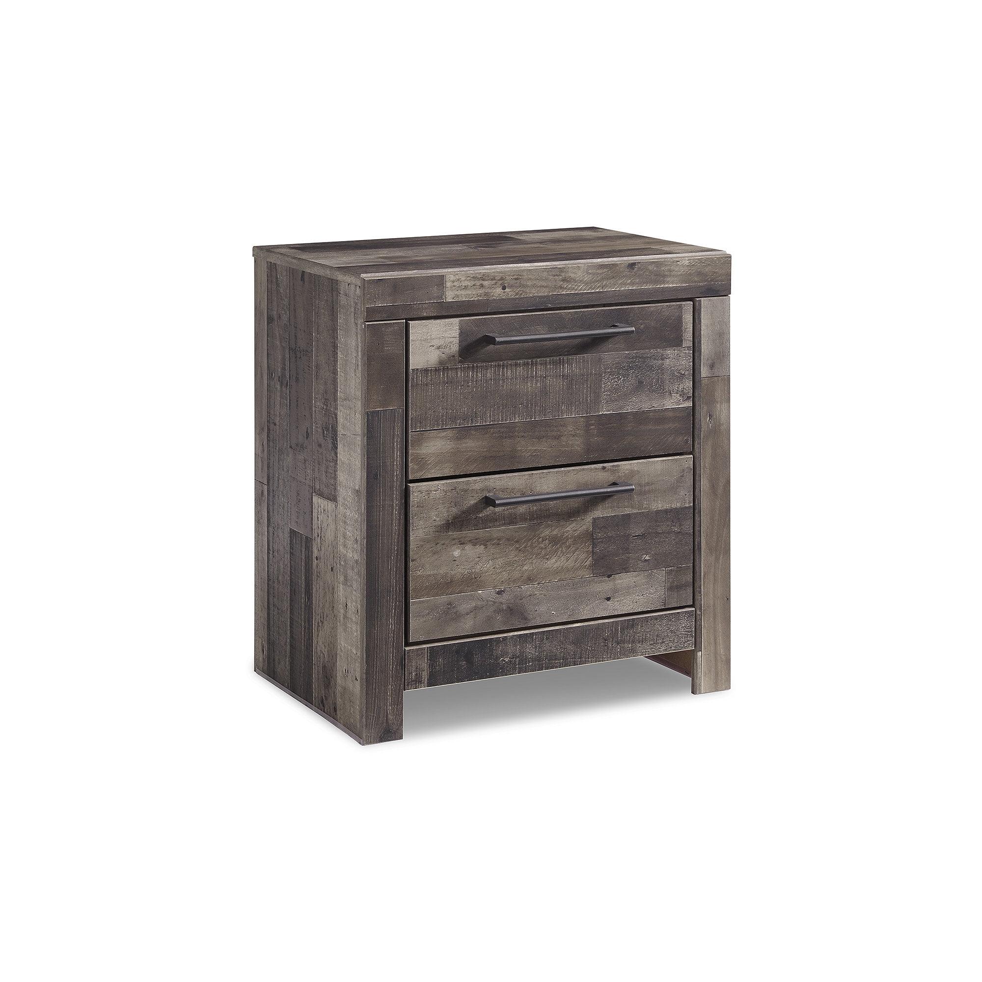 Rustic Pine and Gunmetal 2-Drawer Nightstand with USB Port