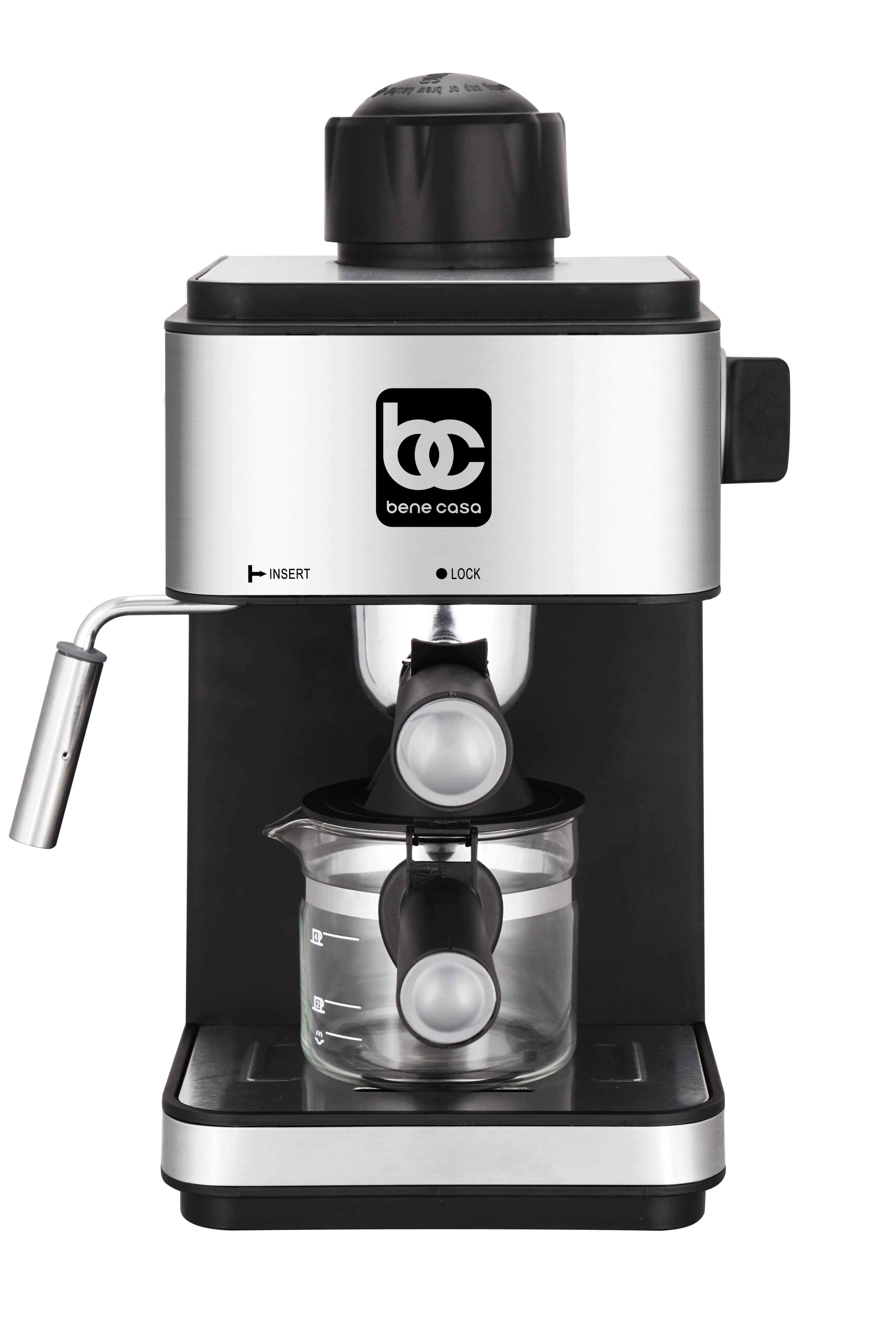 Open Box Bene Casa BC-99189 Espresso Maker, 4-Cup - BLACK/SILVER