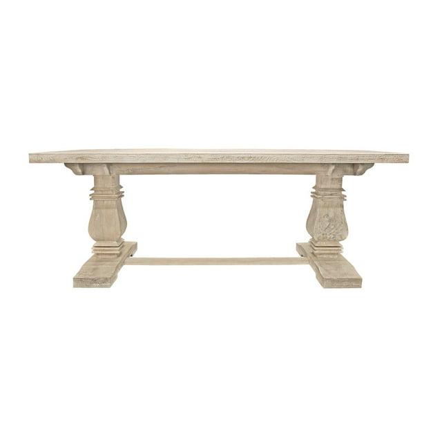 Benedict Rectangular Dining Table in Mango Solid Wood with White Wash Finish