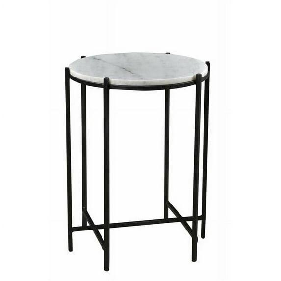 17 x 17 x 22 in. Bengal Manor Iron & Marble Accent Table