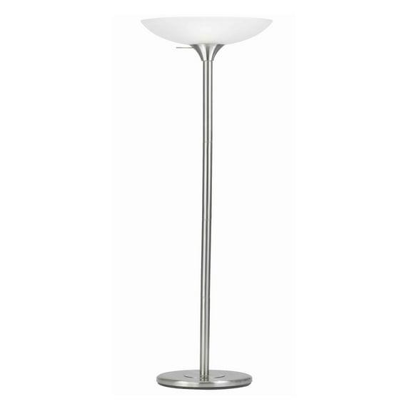Torchiere Floor Lamp - 3-Way Adjustable Light, White Finish, Frosted Glass Shade, Stable Base, Living Room Lamp