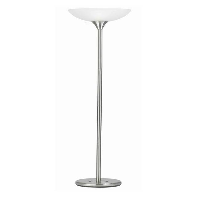 Torchiere Floor Lamp - 3-Way Adjustable Light, White Finish, Frosted Glass Shade, Stable Base, Living Room Lamp