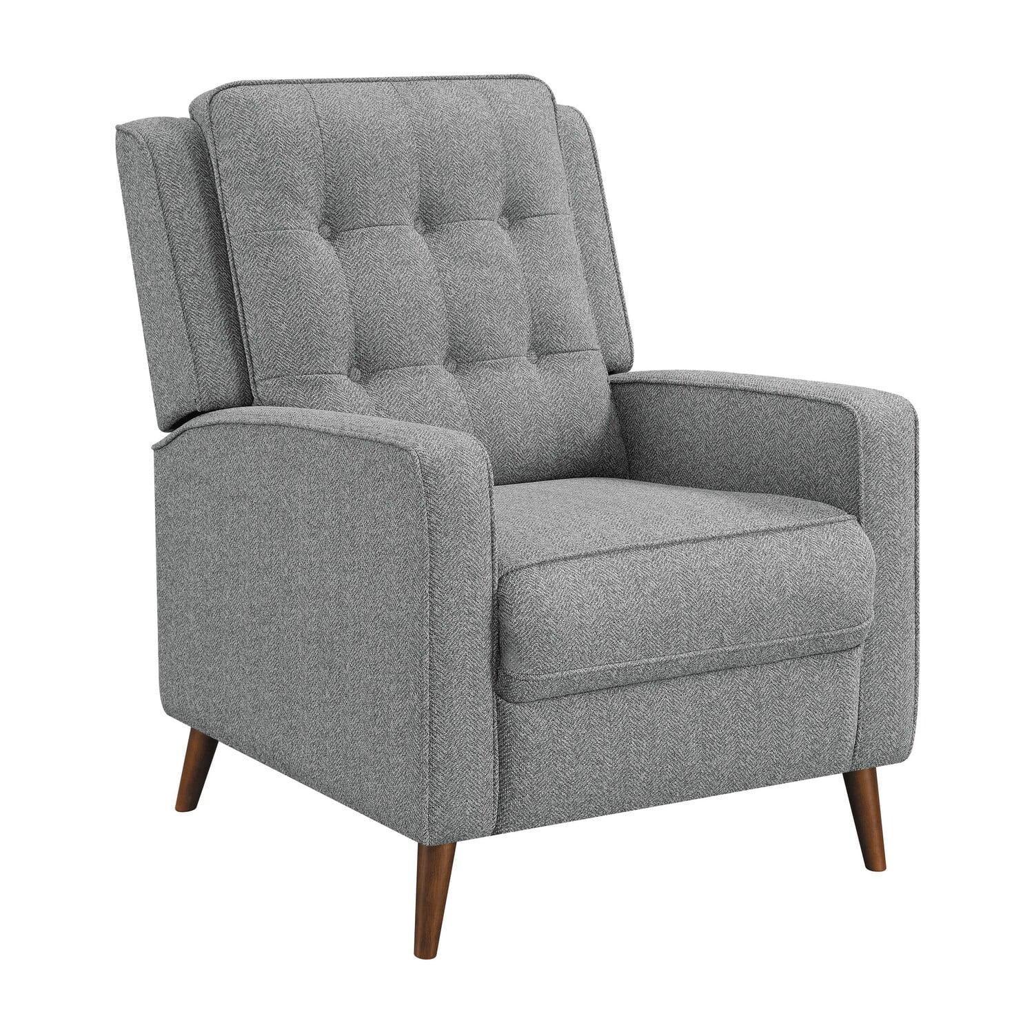 Benjara 31 Inch Modern Manual Recliner Chair with Padded Button Tufted Back, Gray