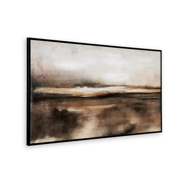 Signature Design by Ashley Drewland Contemporary 60" Abstract Wall Art, Black, Brown & Orange