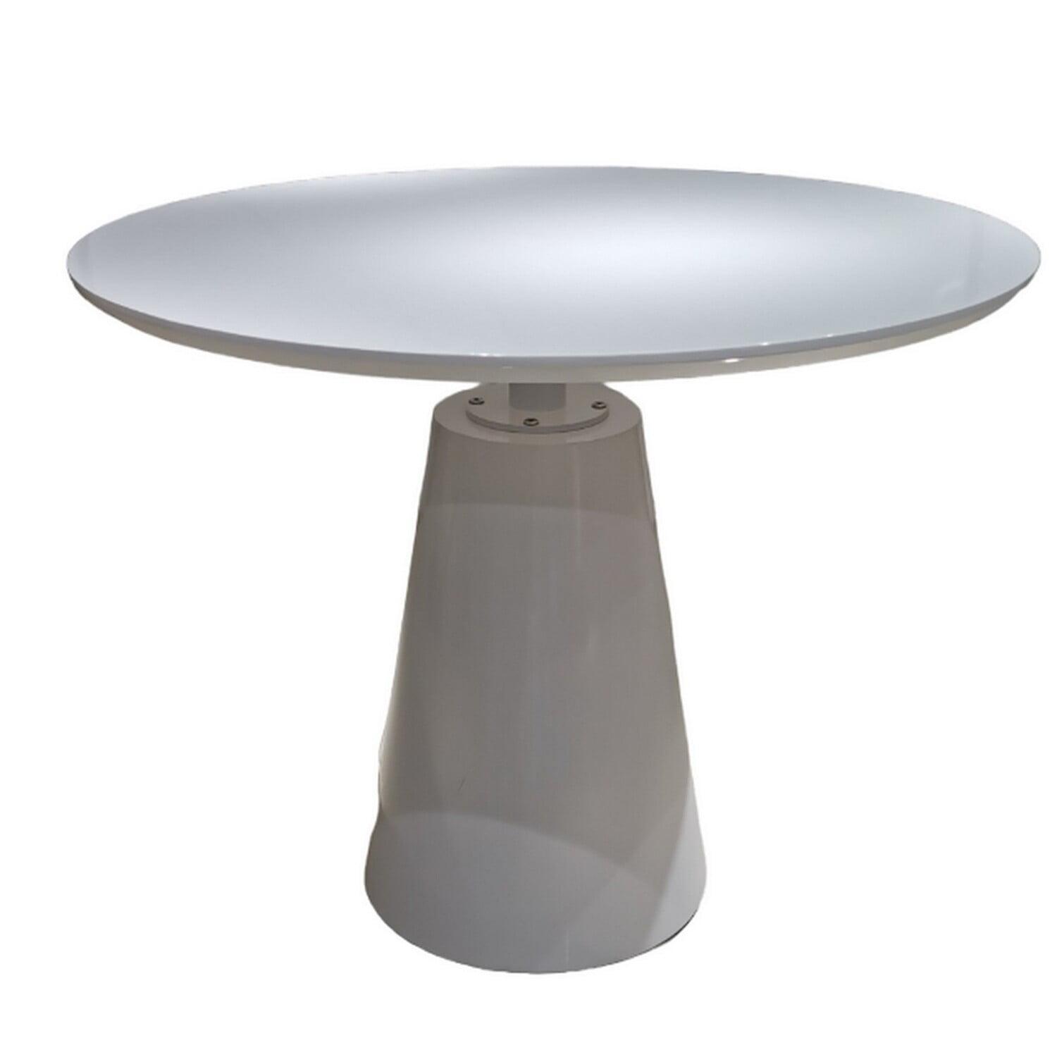 Nasa 36 Inch White Lacquer Round Extendable Dining Table