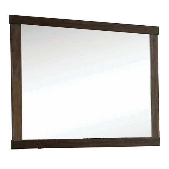 37 Inch Mirror with Rectangular Wooden Frame, Brown