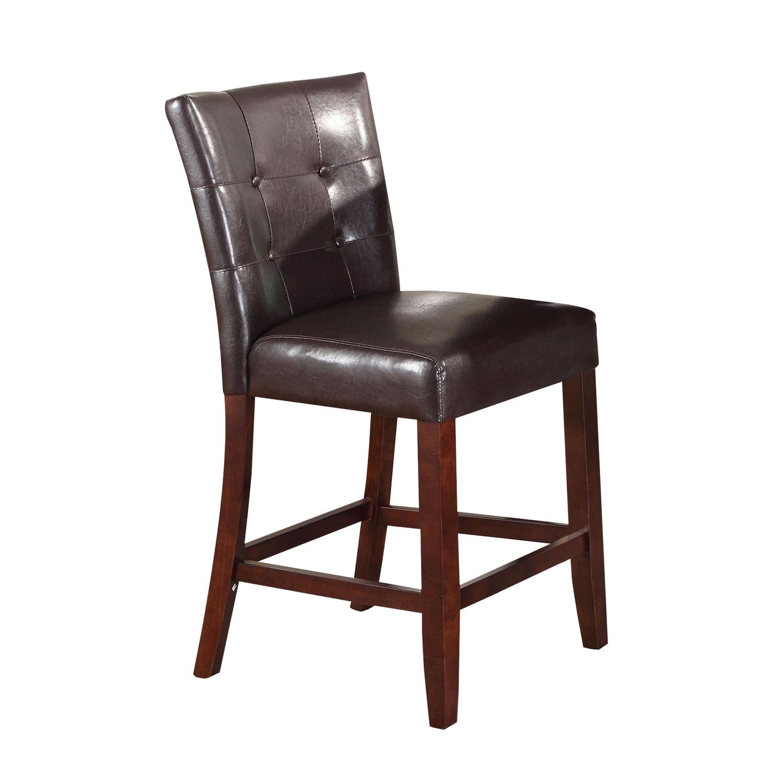 Benjara 40" Contemporary Leather Counter Height Chair in Brown (Set of 2)