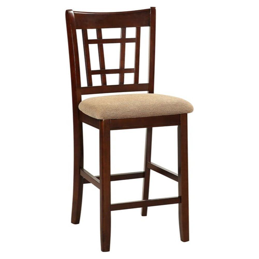 Rosy Brown Solid Wood Counter Height Chair Set with Cream Upholstery