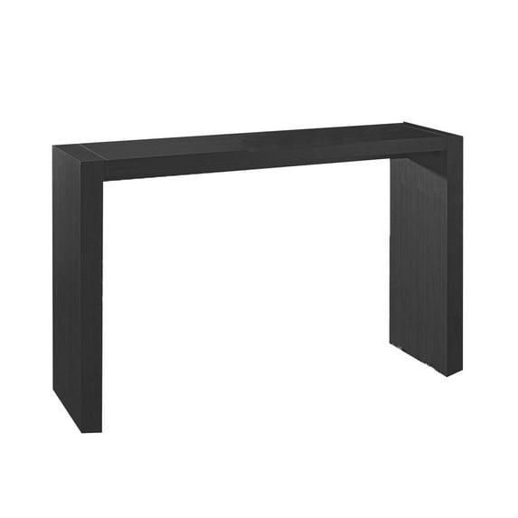 Benjara Loen 60 Inch Long Bar Height Table, Rectangular Panel Base Brown Oak Veneer