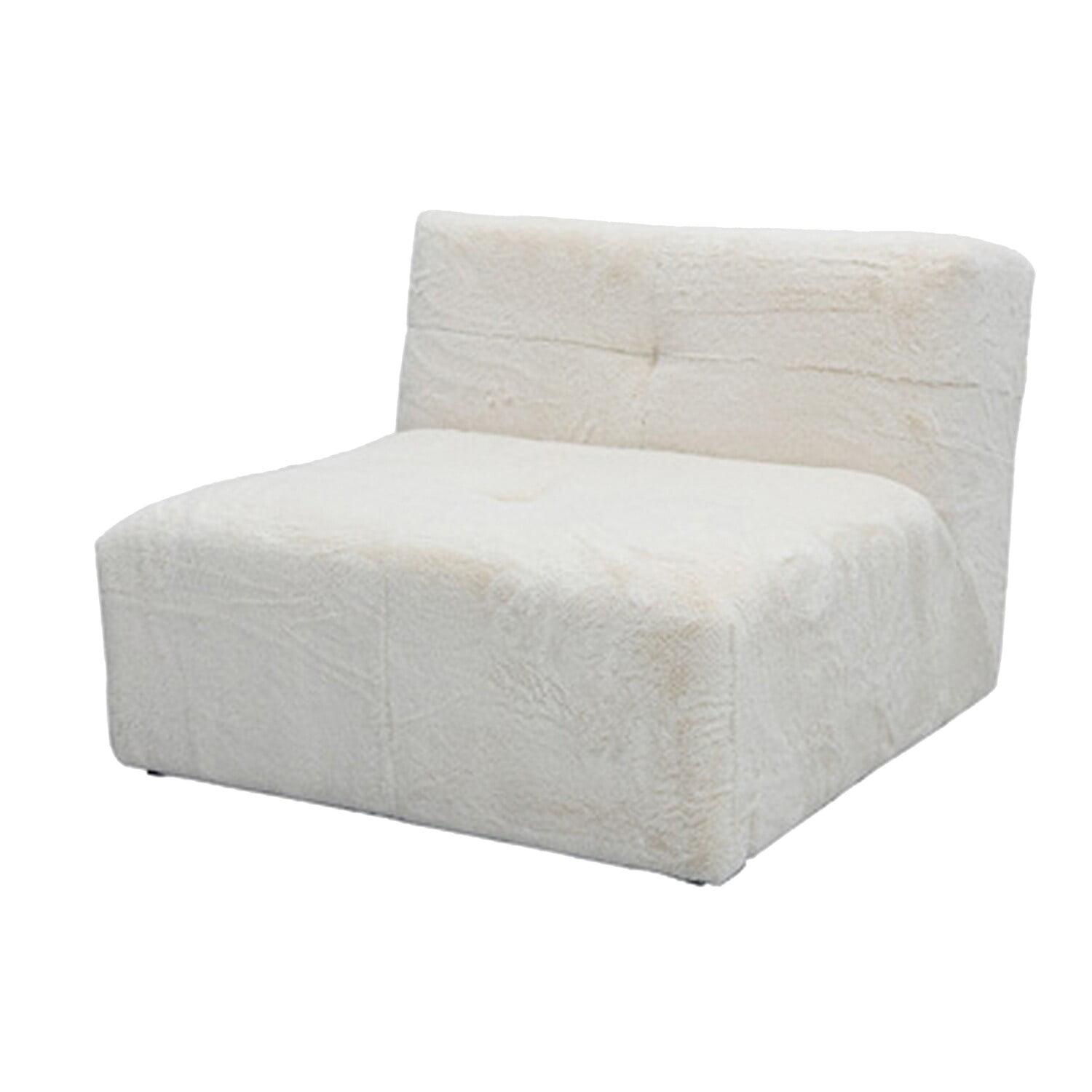 Benjara Accent Chair, Cushioned Tufted Seat And Back, White Polyester Faux Fur | Wayfair