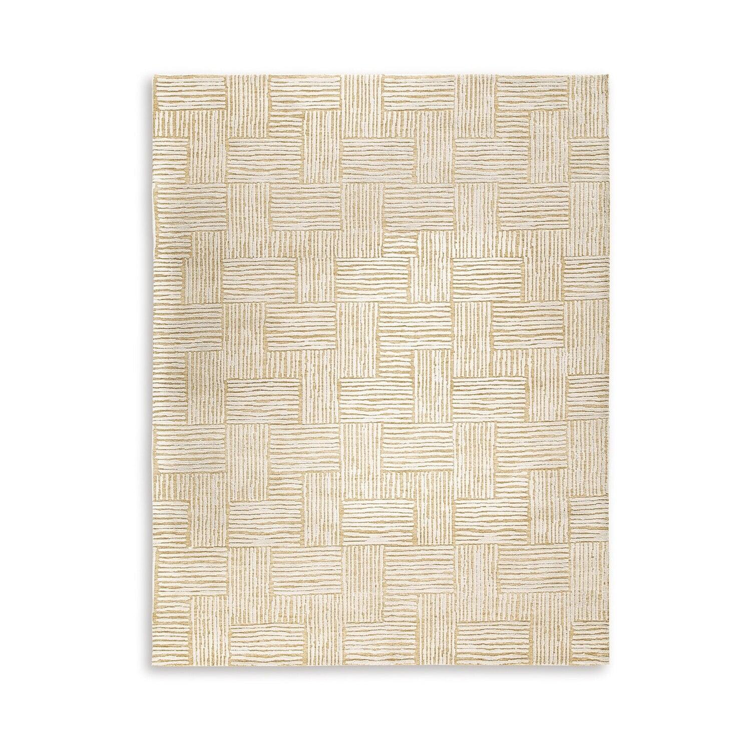 Handmade Beige and Caramel Basket Weave 8' x 10' Rug