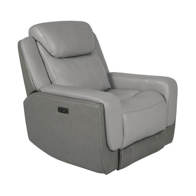 Ebern Designs Juna Zero Gravity Power Recliner Chair With Headrest, Gray Genuine Leather