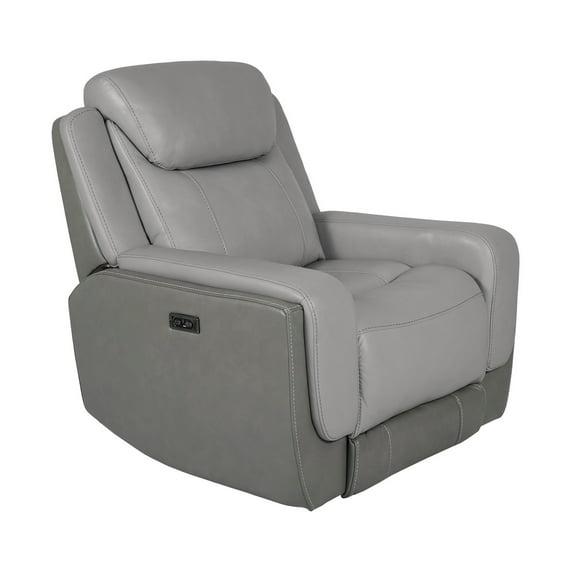 Ebern Designs Juna Zero Gravity Power Recliner Chair With Headrest, Gray Genuine Leather