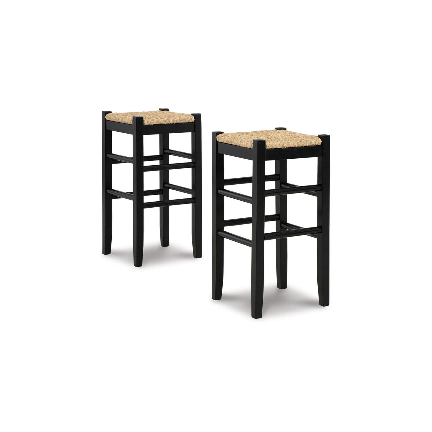Benjara Anya Stool, Woven Seagrass Seat, Wood Frame (Set of 2)