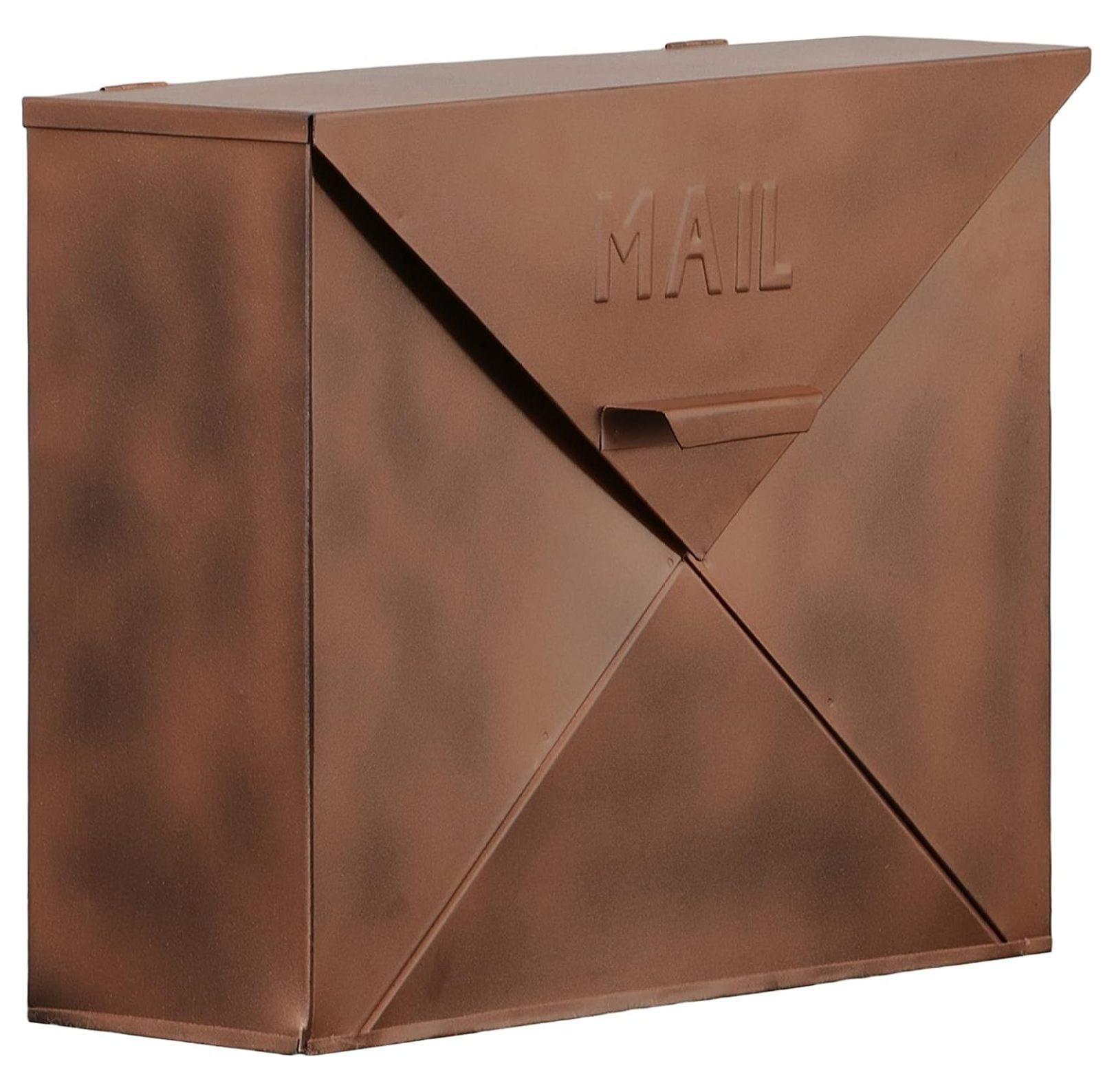 Copper Finish Envelope Shaped Wall Mount Mailbox