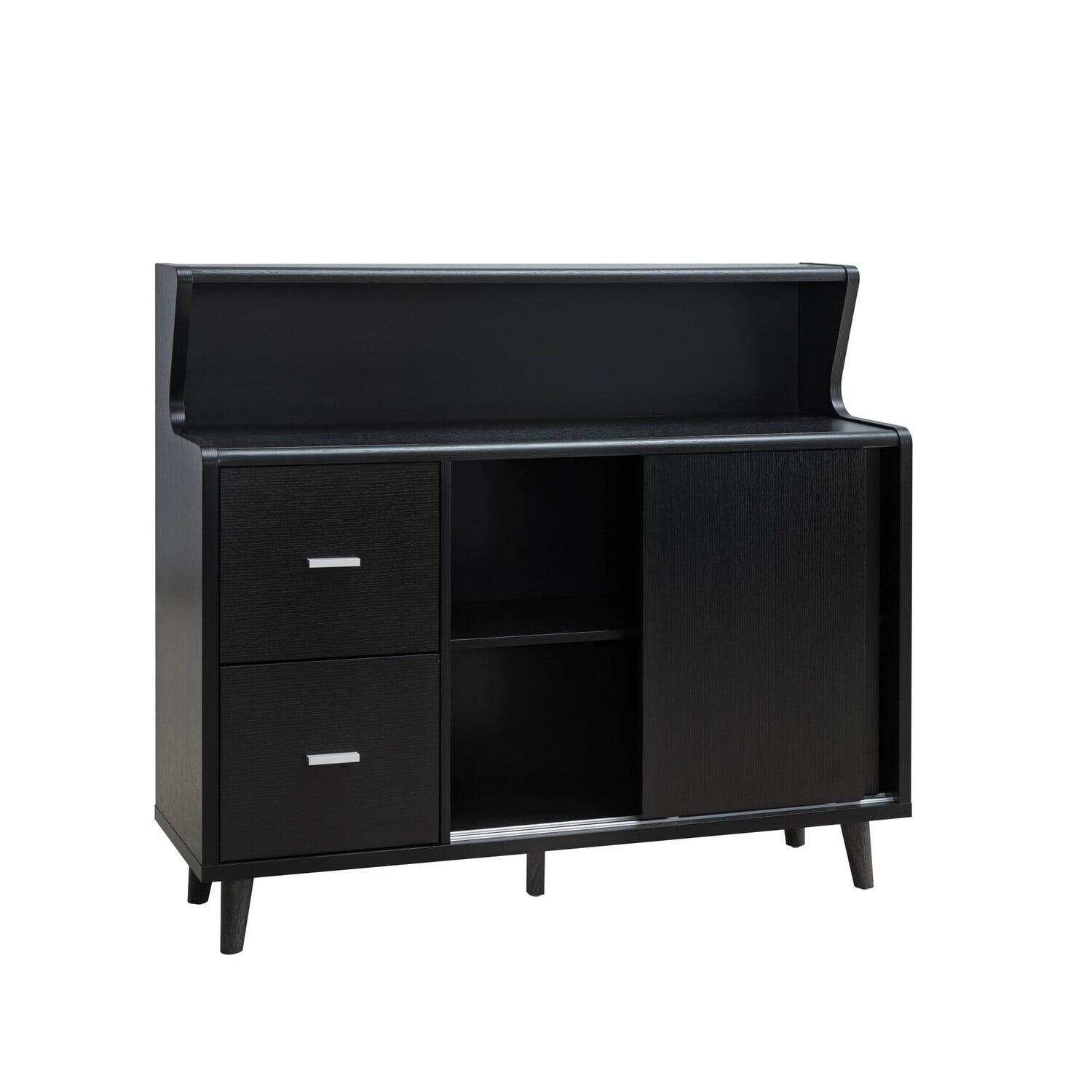 47 Inch Serving Cabinet Buffet Sideboard Console 2 Drawers Shelves Black