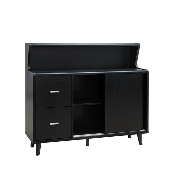 47 Inch Serving Cabinet Buffet Sideboard Console 2 Drawers Shelves Black