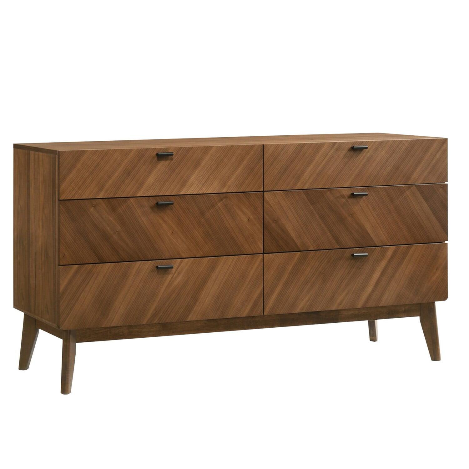 Benjara BM301756 55 in. Nova Rem Wide Dresser with 6 Drawers, Brown & Black