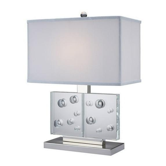 22 in. Metal Rectangular Shade Table Lamp with Crystal Stand, White & Clear