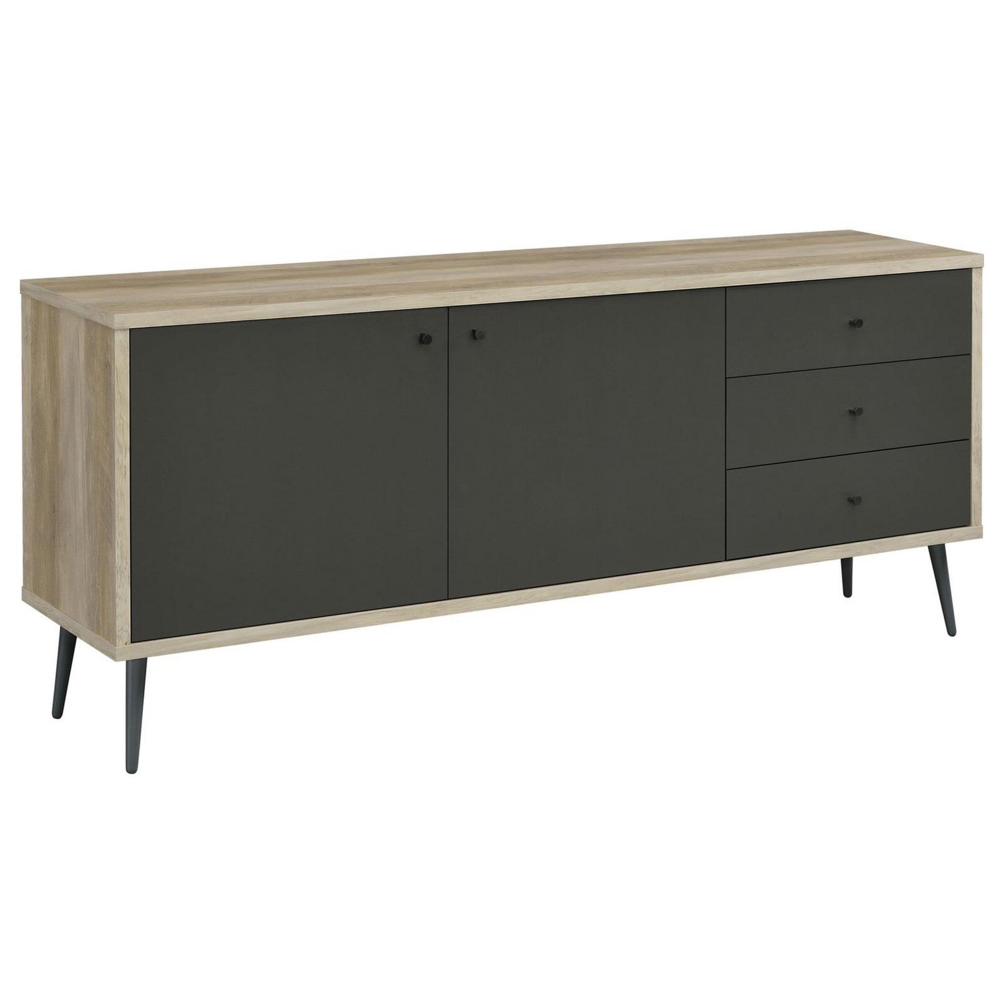 71 Inch Sideboard Console Cabinet, 2 Doors, 2 Shelves, 3 Drawers, Gray