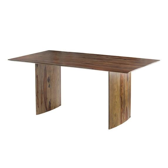 Benjara BM311983 71 in. Dice Rectangular Top Dining Table, Brown