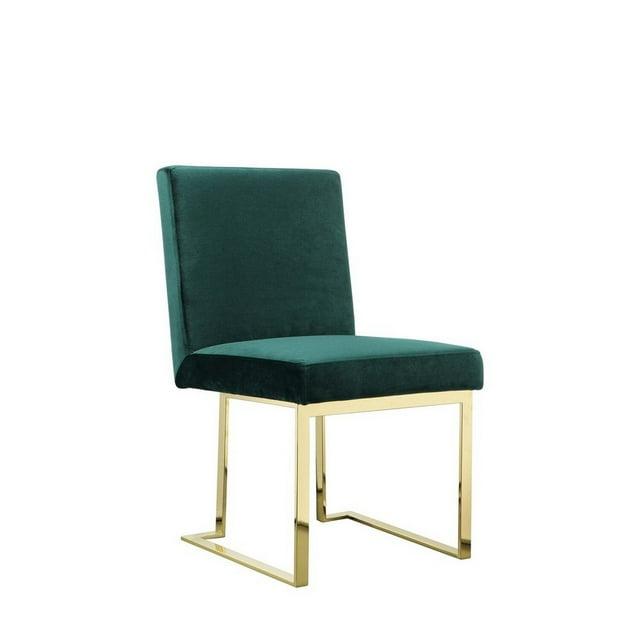 Benjara BM313384 24 in. Boly Side Dining Chair - Velvet & Cantilever - Green & Gold - Set of 2