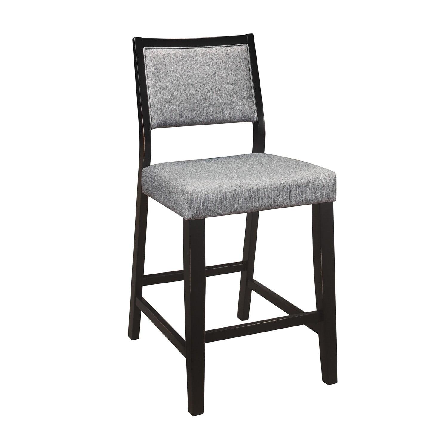 23 in. Tim Counter Height Chair with Polyester Upholstery - Wood - Gray & Black