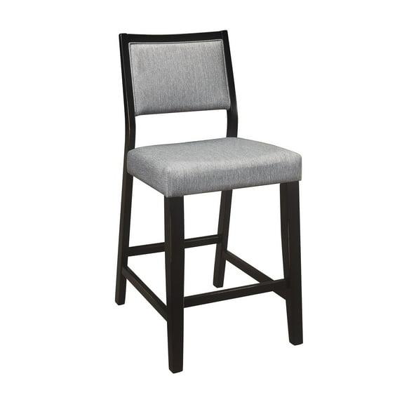 23 in. Tim Counter Height Chair with Polyester Upholstery - Wood - Gray & Black