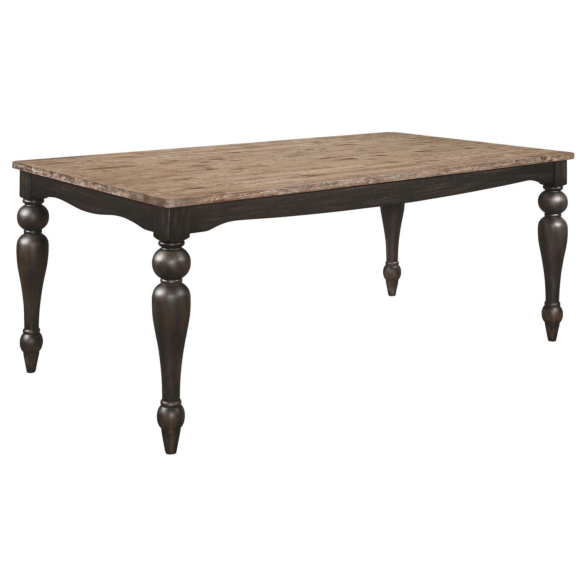 Brad Dining Table, 79 Inch Rectangular, Sand Brown, Charcoal Gray