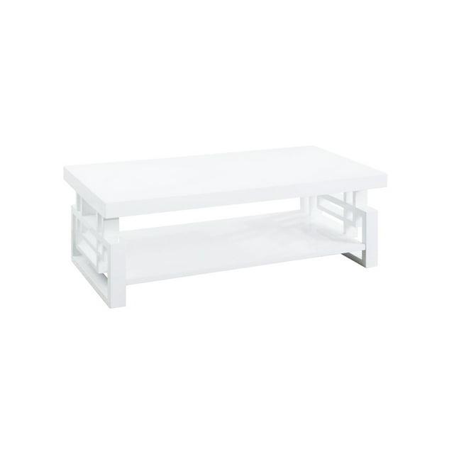 Maykoosh Antique Ambiance Wooden Coffee End Table With Designer Sides & Shelf, Glossy White