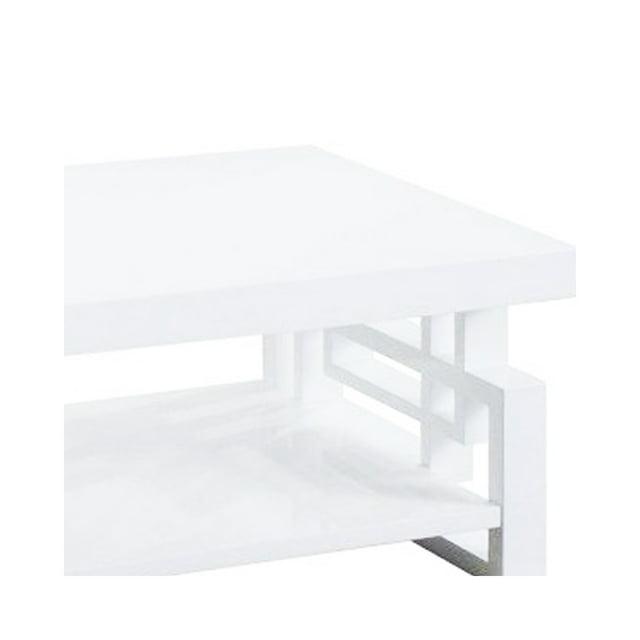 Maykoosh Antique Ambiance Wooden Coffee End Table With Designer Sides & Shelf, Glossy White