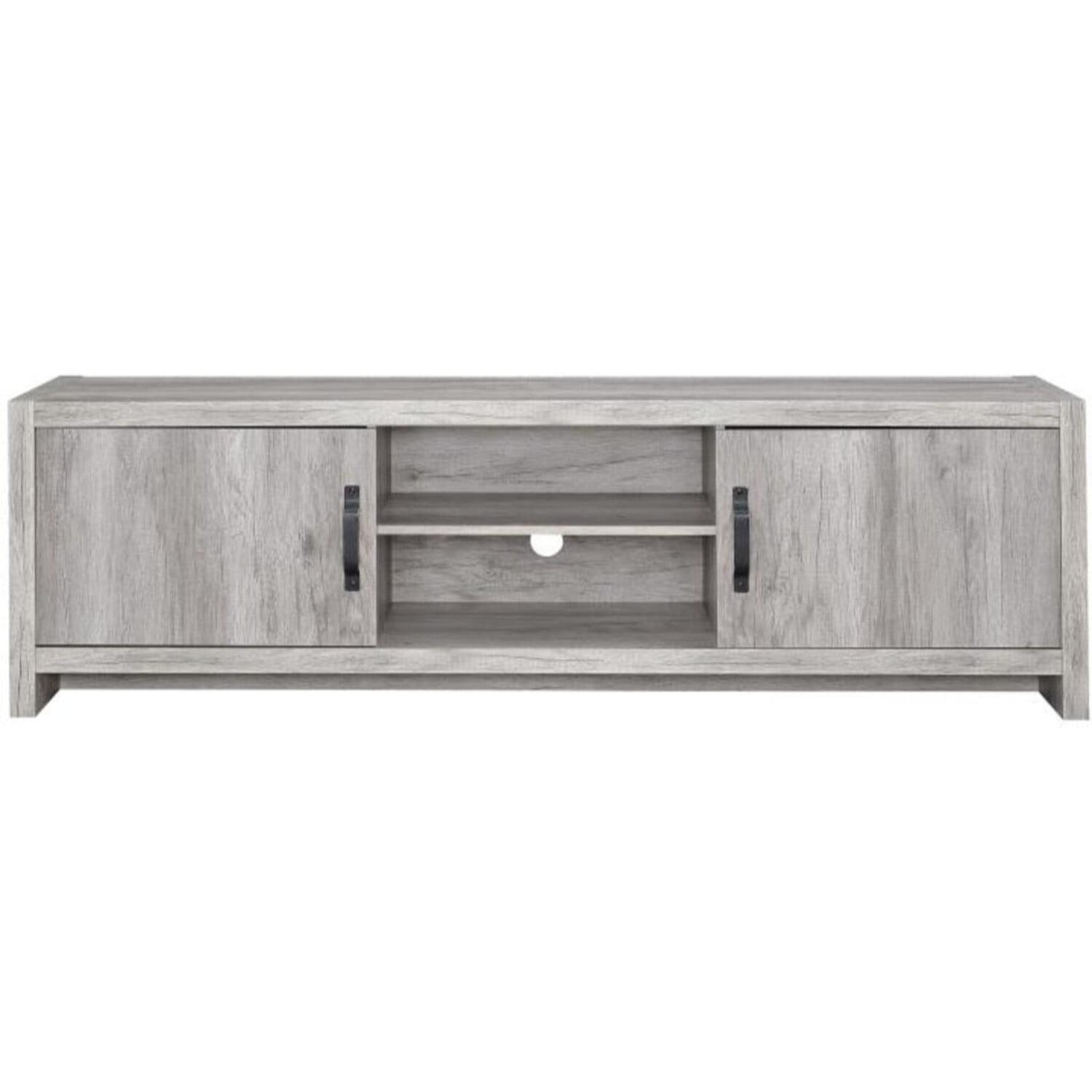 Benjara Cottage Style Wooden TV Console with Spacious Storage, Gray