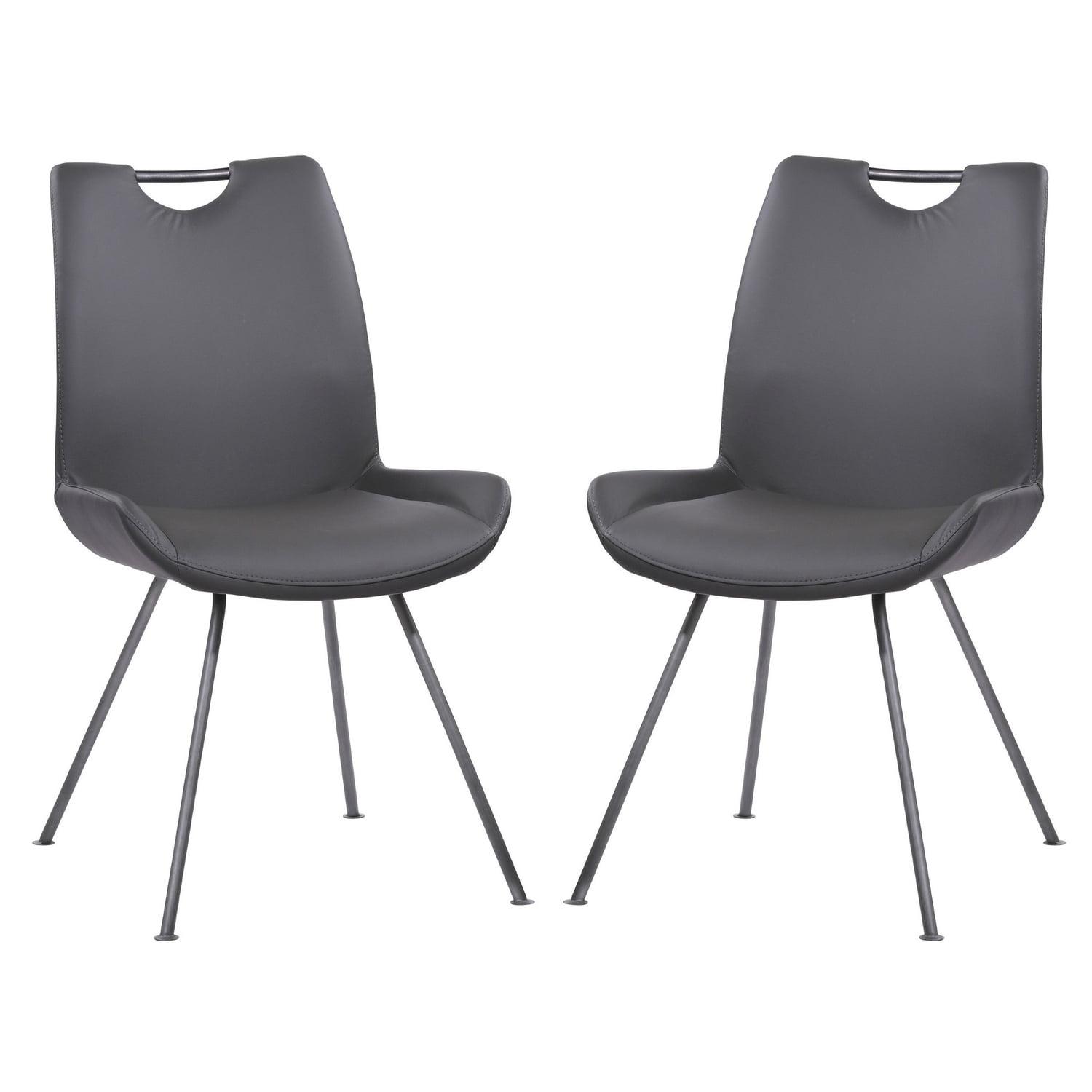 High-Back Curved Bucket Seat Side Chair in Dark Gray Faux Leather