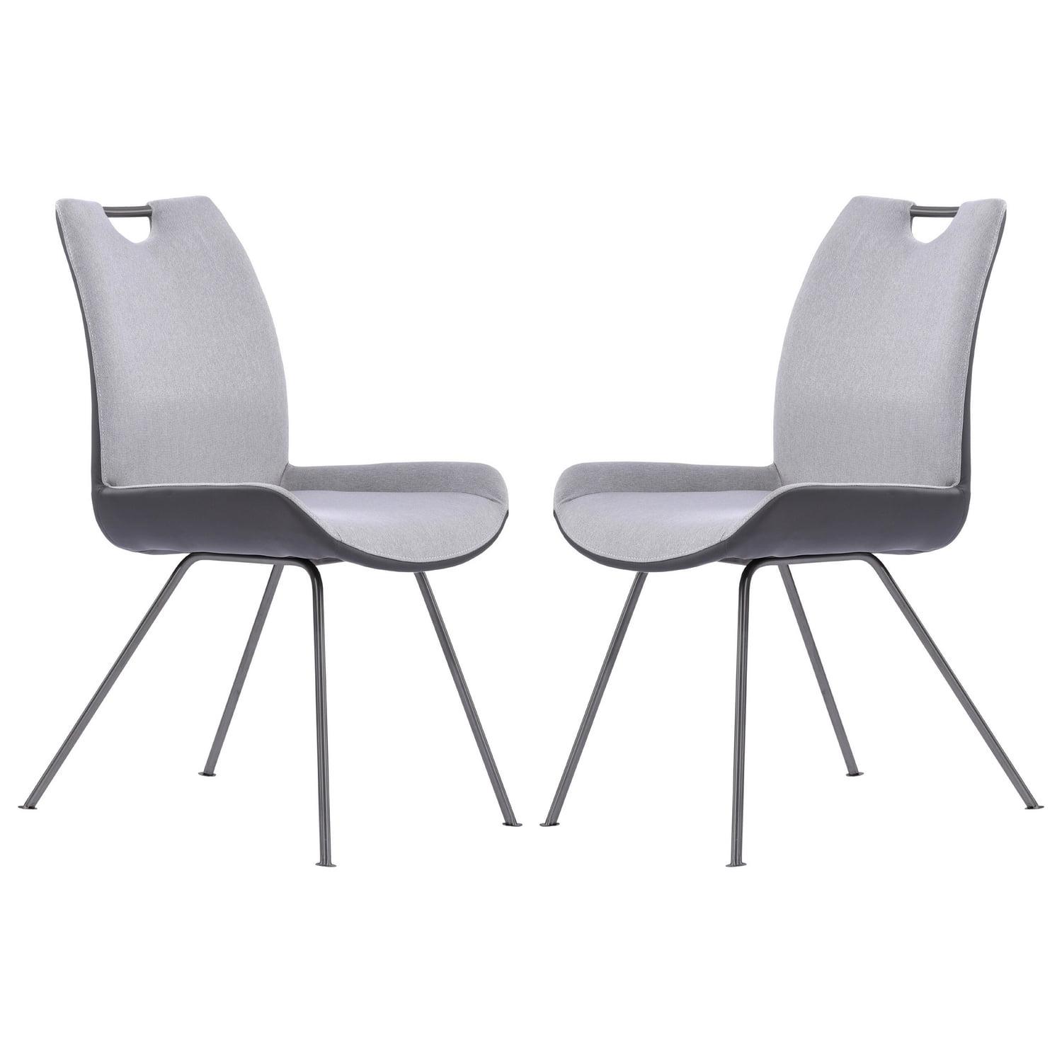 High-Back Gray Fabric Upholstered Side Chair with Angled Metal Legs