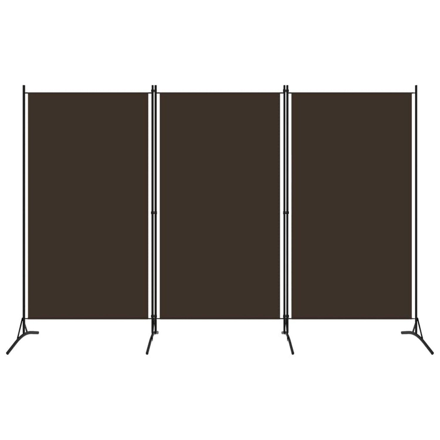 Benjara BM326420 102 in. Dina 3 Panel Room Divider Screen, Brown Fabric & Black Iron