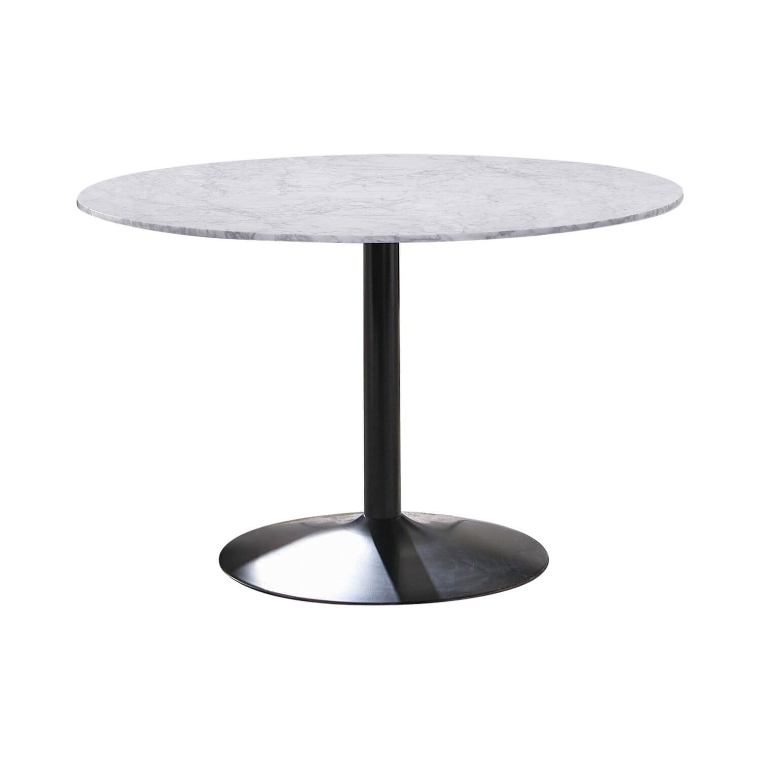 Contemporary Extendable Marble Dining Table with Metal Flared Base