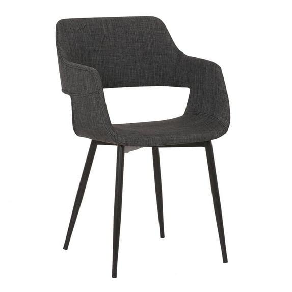 Benjara Fabric Upholstered Accent Chair with Wide Open Lower Back Design, Gray