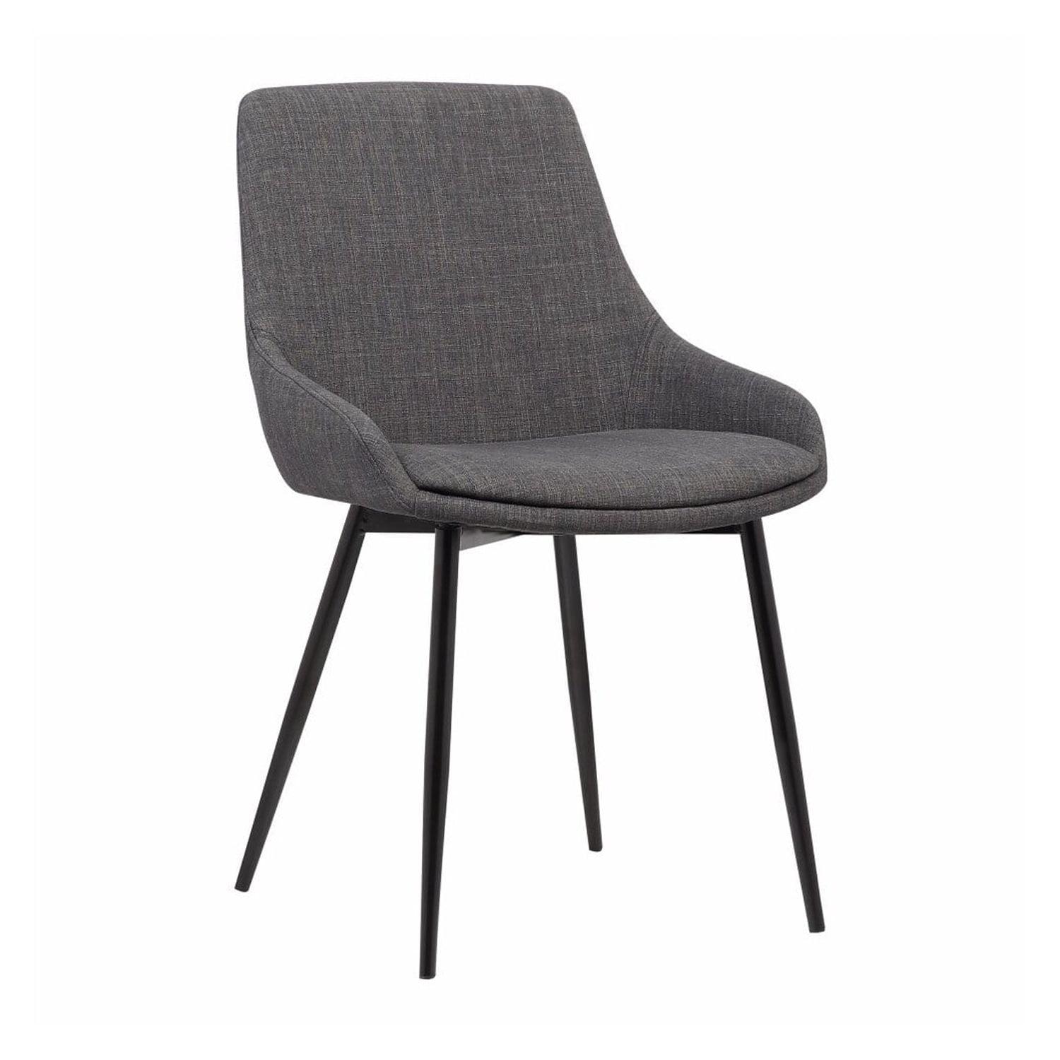 Benjara Fabric Upholstered Dining Chair with Metal Legs, Black and Gray