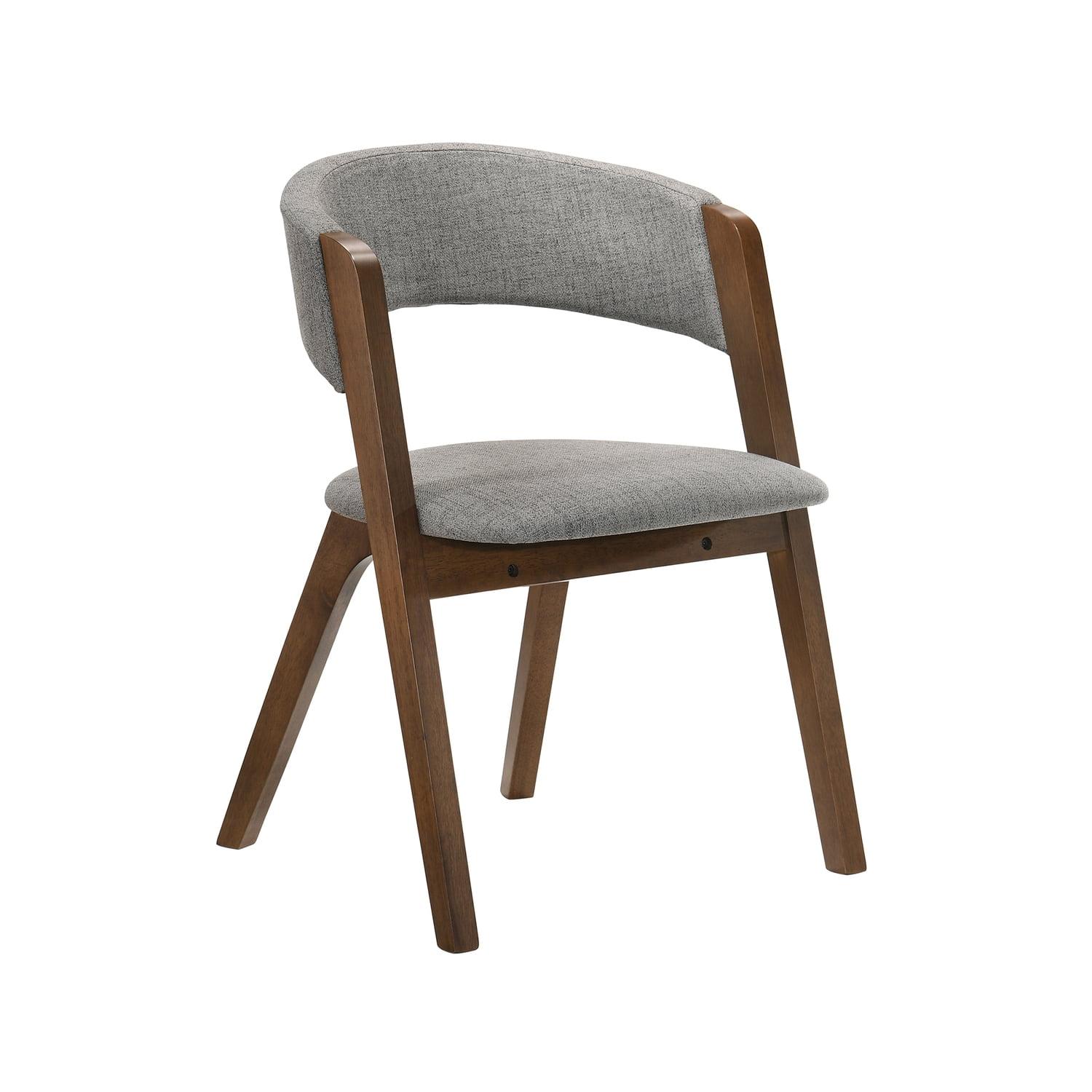 Gray Upholstered Wood Dining Chair Set with Low Back